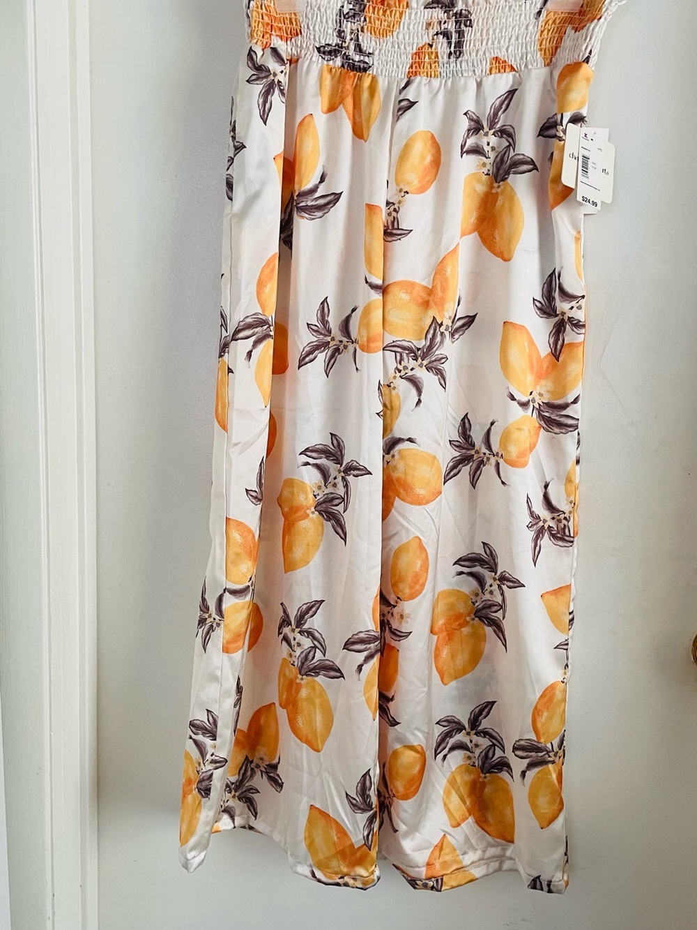 Charter Club White Maxi Skirt with Yellow Citrus Print